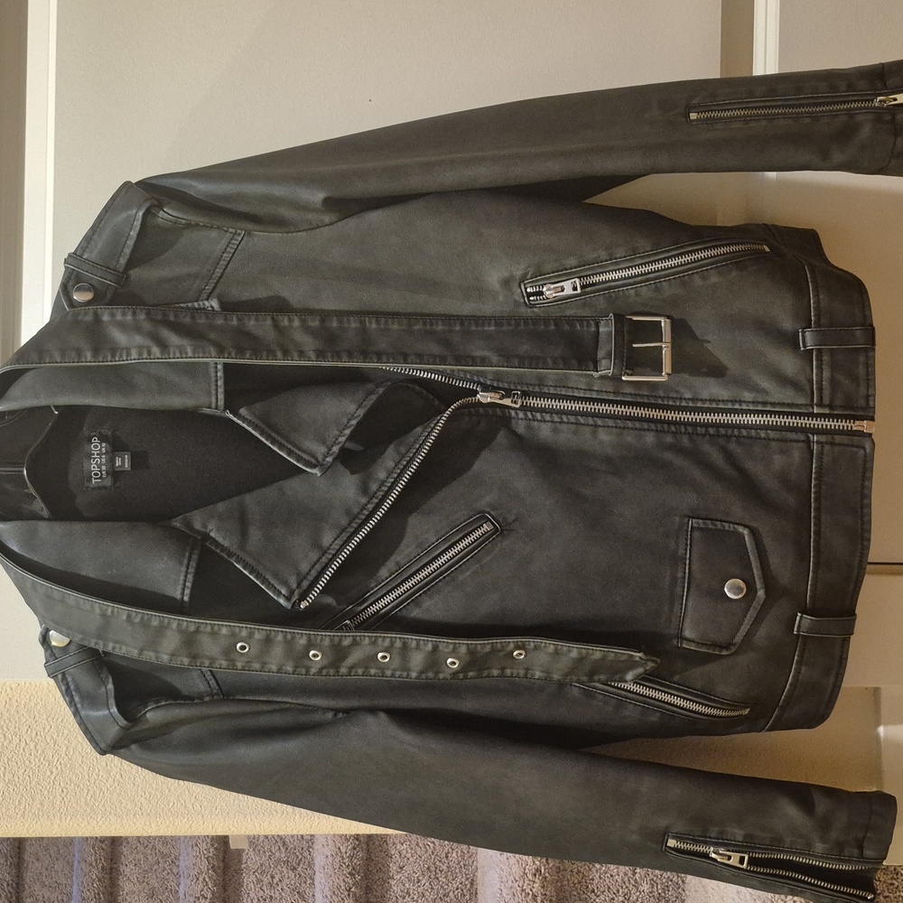 Topshop Charcoal BADASS Biker Jacket